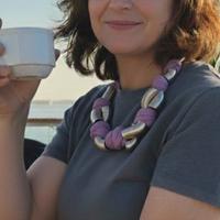 Collana statement design lilla e acciaio 