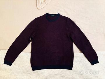 pullover Zanone lana tg. 52 XL blu- bordeaux