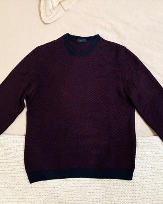 pullover Zanone lana tg. 52 XL blu- bordeaux