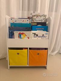 Libreria Montessori con 2 contenitori  – Bianca
