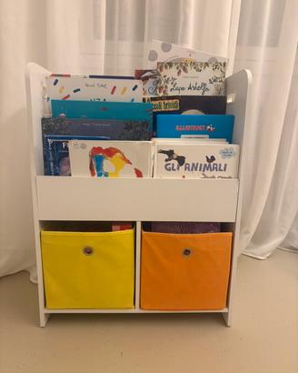 Libreria Montessori con 2 contenitori  – Bianca