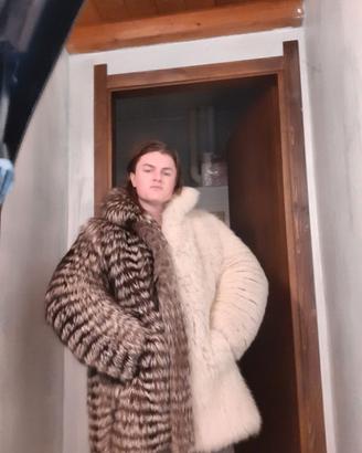 Pelliccia volpe bianca/argentata+castorino omaggio