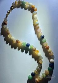 Collana Oro 750 Agata Naturale Multicolore