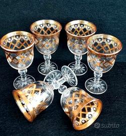 "Golden Lattice"-set vintage di 6 bicchierini