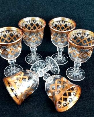 "Golden Lattice"-set vintage di 6 bicchierini