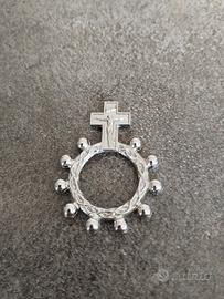 Rosario Argentato da dito bifacciale 