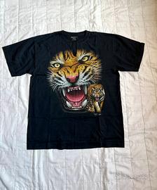 Maglietta nera con tigre in cotone, nuova| tg. XL