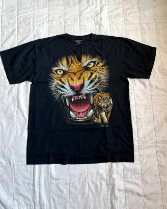 Maglietta nera con tigre in cotone, nuova| tg. XL