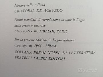 PREMI NOBEL LETTERATURA anno 1964 65 volumi
