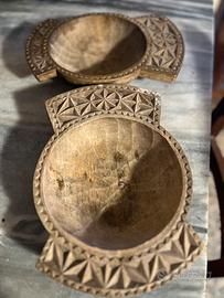 2Piatti in legno URSS fatti a mano