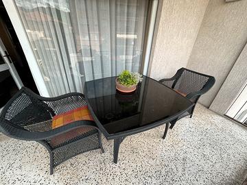 Set da giardino/terazzo in rattan sintetico