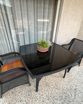 Set da giardino/terazzo in rattan sintetico