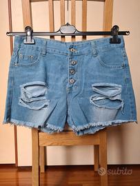 Shorts jeans donna strappati vita bassa nuovi L