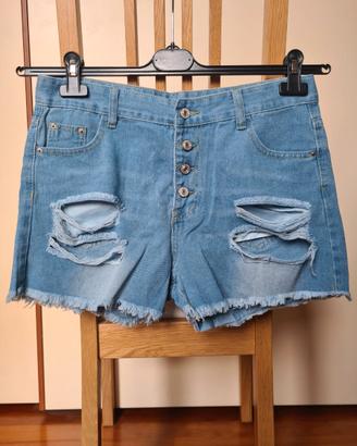 Shorts jeans donna strappati vita bassa nuovi L