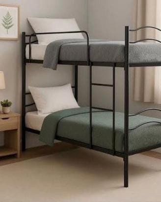 letto singolo a castello  tubolare nero 