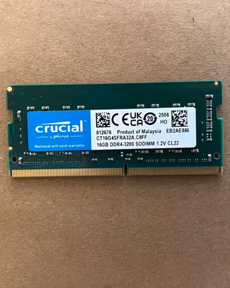 RAM DDR4 16GB 3200MHz SODIMM CL22 CRUCIAL