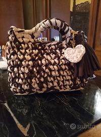 borsa in fettuccia bicolore 