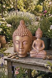 2 Statue Buddha Oro/Anticato (Altezza 25 e 20 cm)