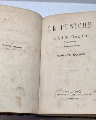 Libro Antico 1878 - Le Puniche di C. Silio Italico