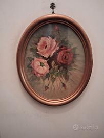 quadro, rose ad olio dipinto a mano