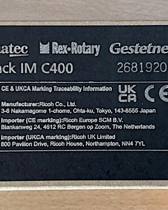 Toner RICOH IM C400 Nero (Black) Originale