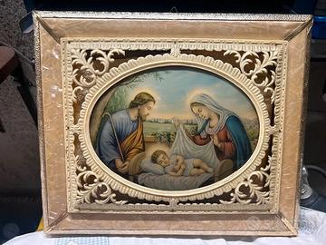 Quadro Sacro Vintage Sacra Famiglia Da Restaurare