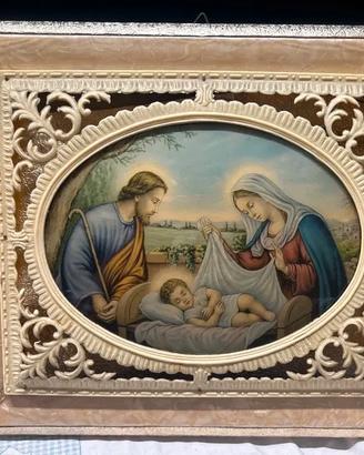 Quadro Sacro Vintage Sacra Famiglia Da Restaurare