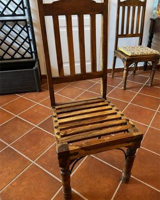 6 Set di sedie etniche teak legno massello