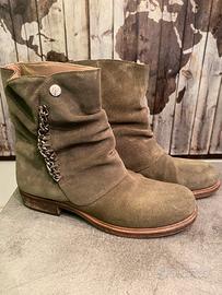 Stivaletti verde oliva Manila Grace in vera pelle