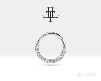 Piercing oro bianco 14k e diamanti naturali anello