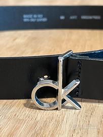 Cintura Calvin Klein CK originale in pelle nera
