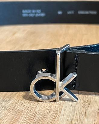 Cintura Calvin Klein CK originale in pelle nera