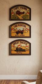3 quadri Vintage in rilievo 