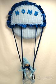 Fiocco nascita bimbo , mongolfiera , fatto a mano