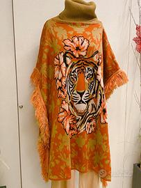 Poncho Cappa tigre frange TwinSet Simona Barbieri