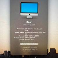 Imac 21,5 2,8 ghz i5 ssd 500 8 gb ram