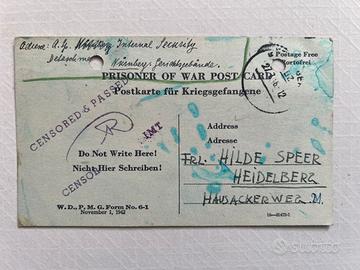 Scritta da Albert Speer prison of war post card 46