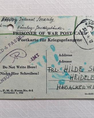 Scritta da Albert Speer prison of war post card 46