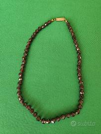 Collana perle di granato rosso sfaccettato