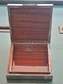 PORTA SIGARETTE IN ARGENTO CON INTERNO IN LEGNO 