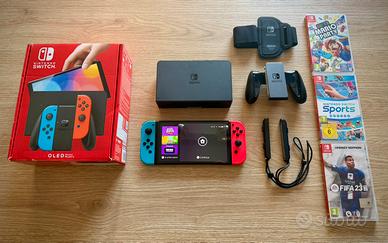 Nintendo Switch OLED con accessori e giochi