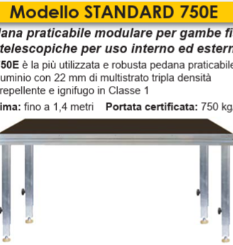 4 Pedane modulari m.2x1 per palchi mobili