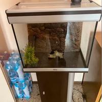 Acquario cubo 130 litri piu mobile e sfondo 3D