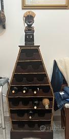 portabottiglie in legno  scuro  stile tribale