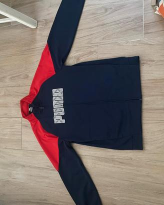 Felpa Puma sportiva con zip Blu notte e rossa
