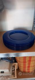 6 sottopiatti in vetro blu