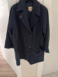 Soprabito blu foderato donna con cintura