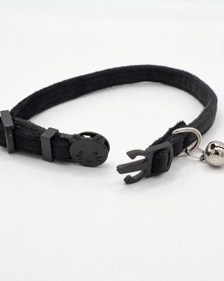 Collare gatto velluto antisoffocamento nero