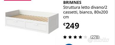 Letto singolo estraibile, con 2 cassetti.