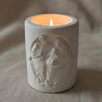 Raro Portacandele Natività Artigianale in Pietra